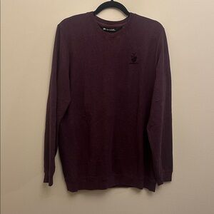 Travis‎ Mathew Burgundy V-Neck Long Sleeve T-shirt Size Medium
